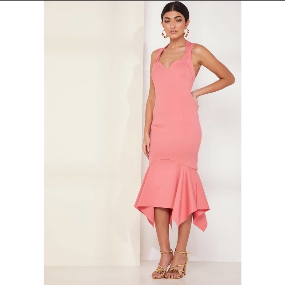 ELLIAT peach peplum hem dress size L